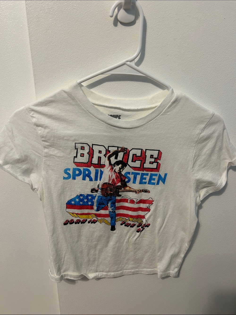 White Graphic Crop Top - Band Style Tee